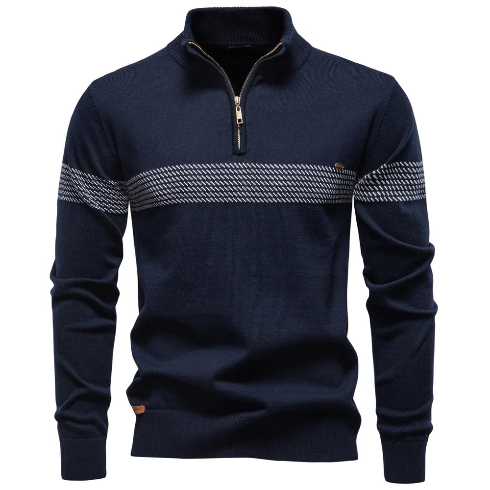 Textured Chest Quarter-Zip Sweater
