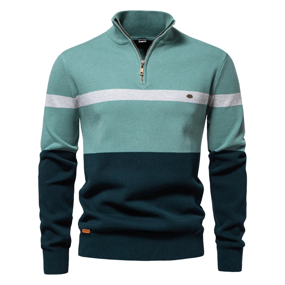 Premium Colorblock Quarter-Zip Sweater