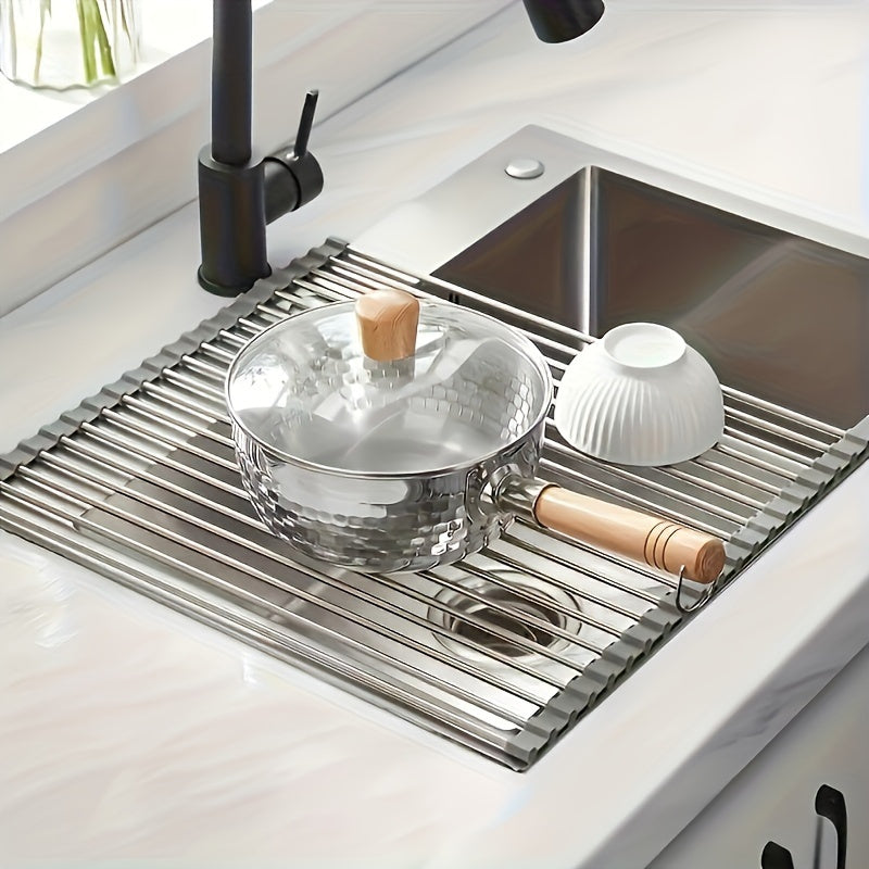 Stainless Steel Roll-Up Dish Drying Rack - EpicTrends 