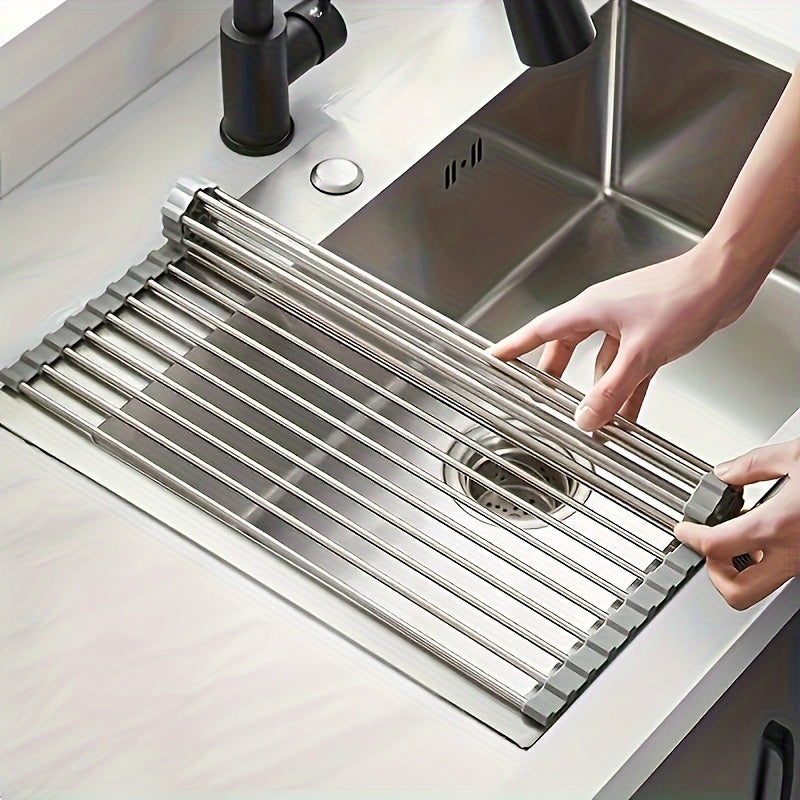 Stainless Steel Roll-Up Dish Drying Rack - EpicTrends 