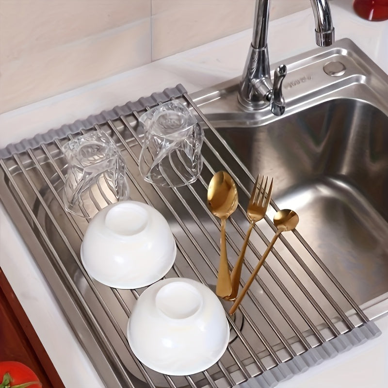 Stainless Steel Roll-Up Dish Drying Rack - EpicTrends 