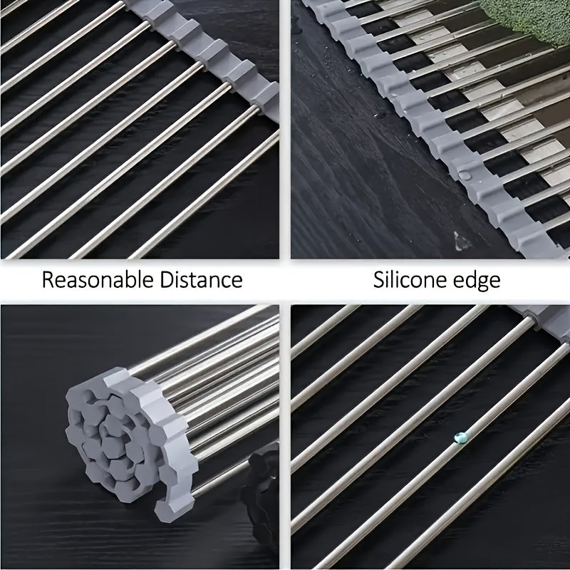 Stainless Steel Roll-Up Dish Drying Rack - EpicTrends 