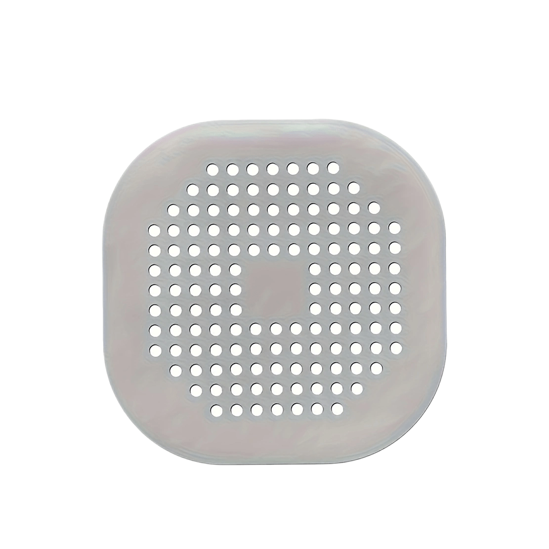 White silicone drain strainer with flexible, perforated design”
