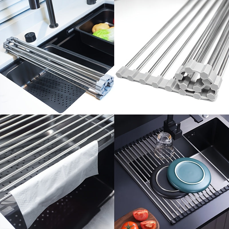 Stainless Steel Roll-Up Dish Drying Rack - EpicTrends 