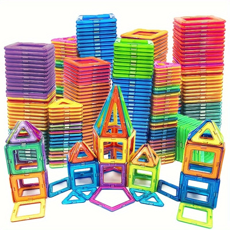 Colorful magnetic building pieces for kids’ construction