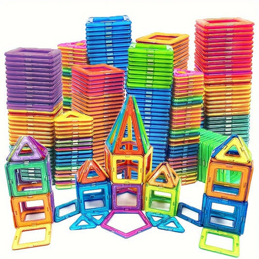 Colorful magnetic building pieces for kids’ construction