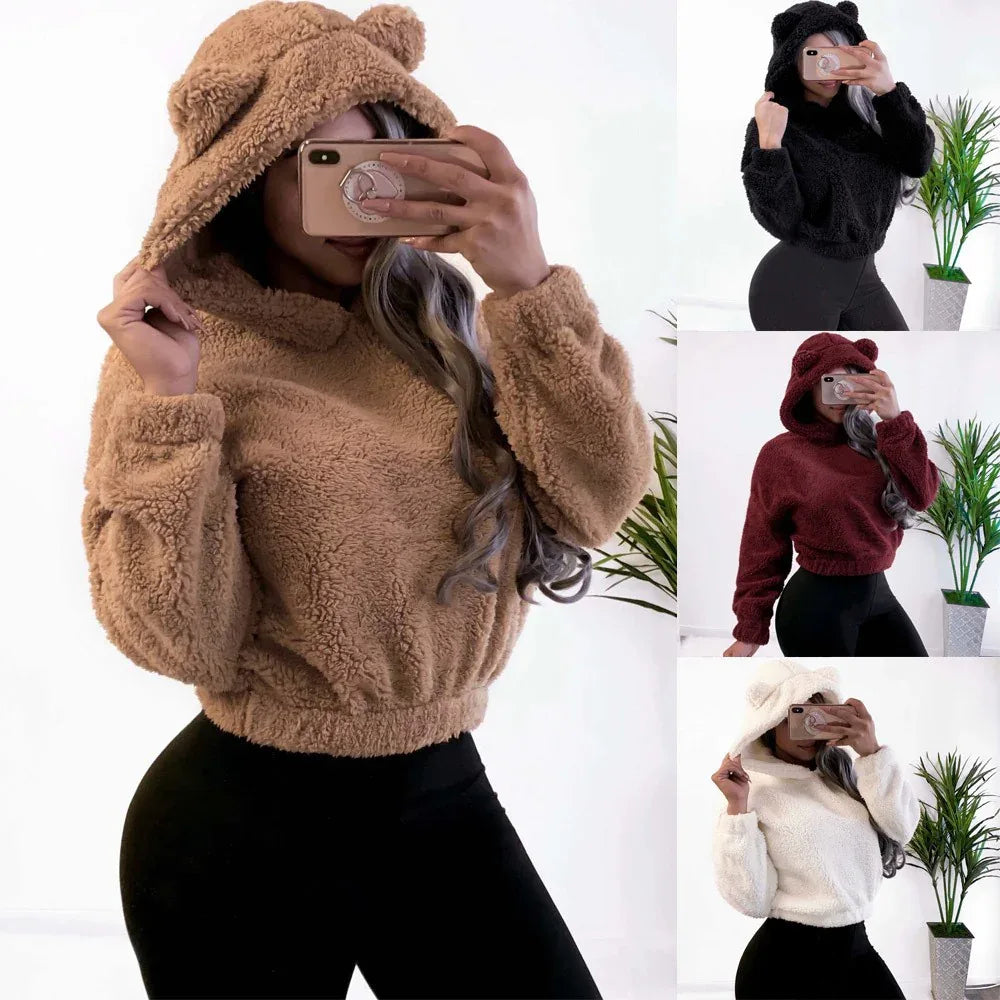 Fluffy Bear Ear Hoodie - EpicTrends