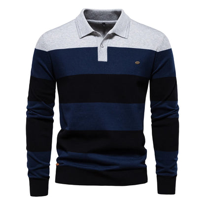 Premium Striped Polo Sweater