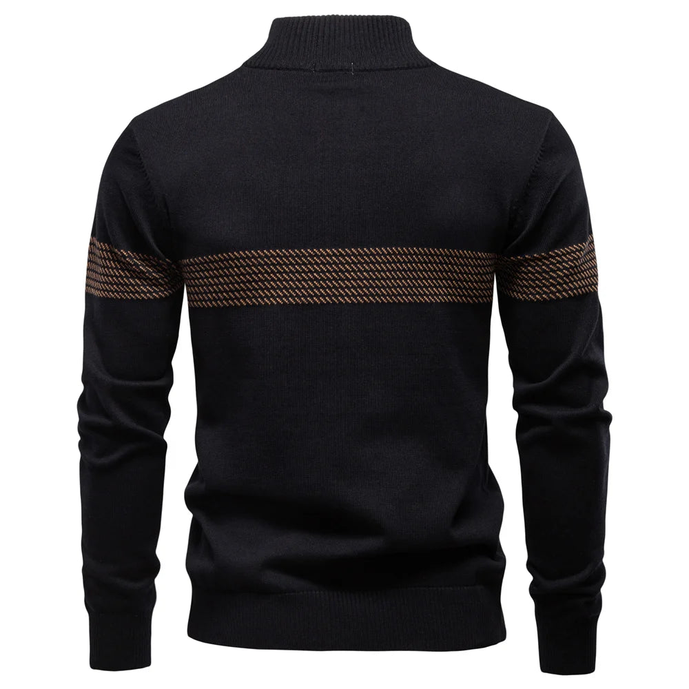 Textured Chest Quarter-Zip Sweater