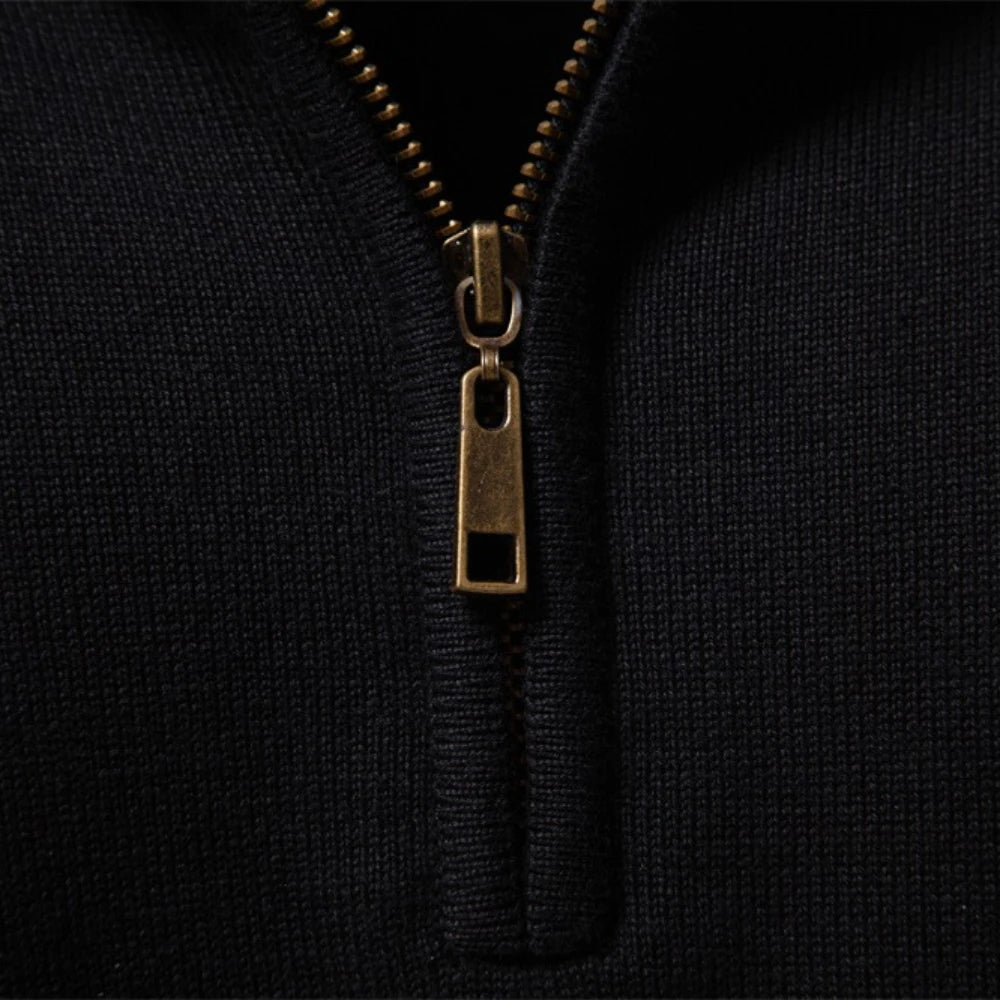 Textured Chest Quarter-Zip Sweater