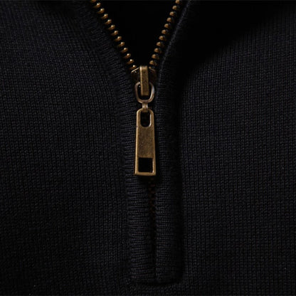 Textured Chest Quarter-Zip Sweater