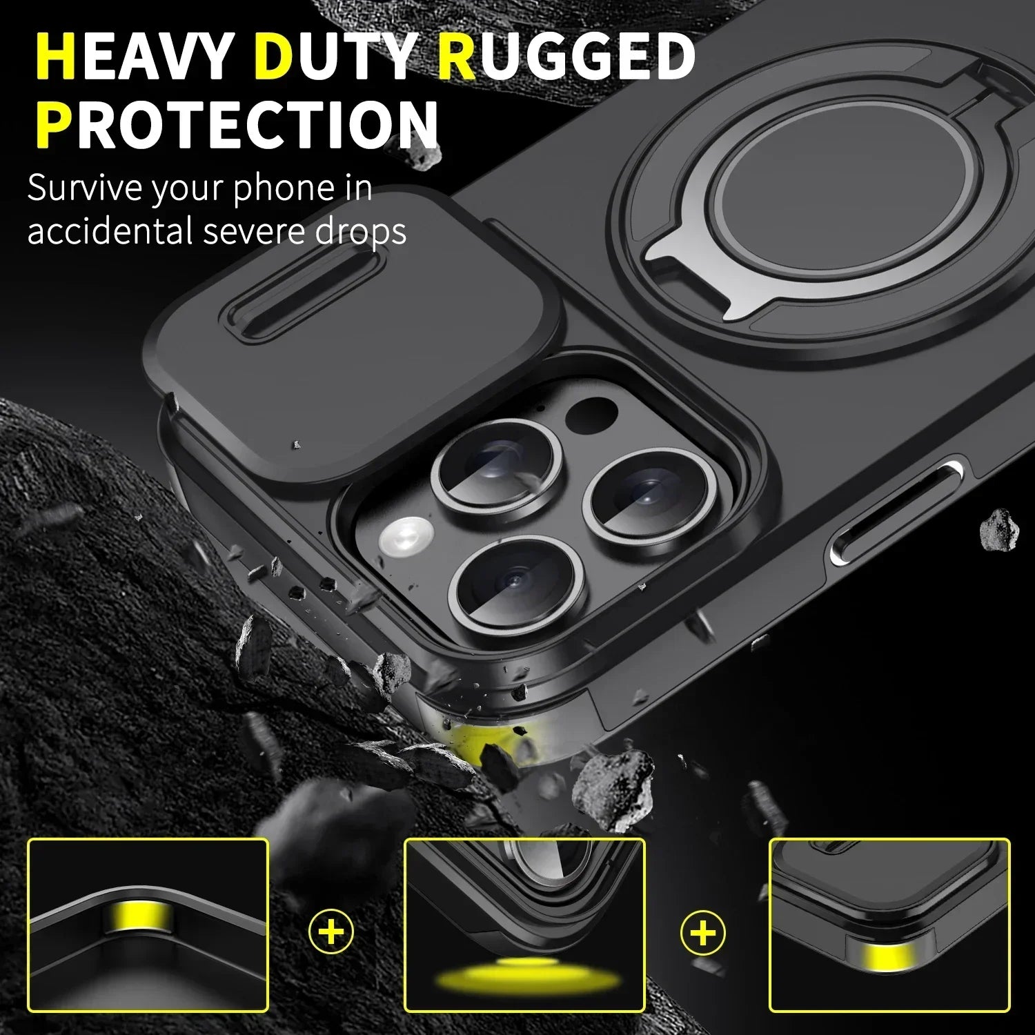 Shockproof, dustproof, and anti-scratch design for iPhone 16, 15, 14