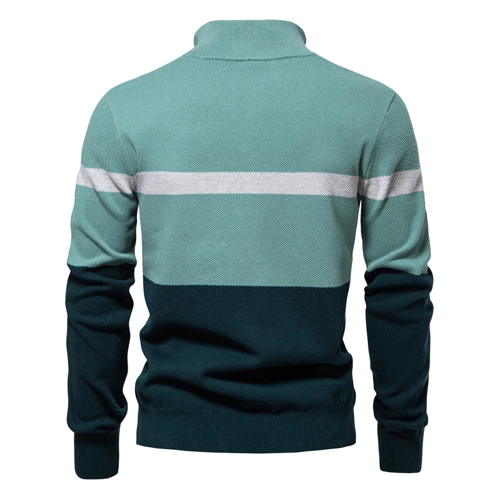 Premium Colorblock Quarter-Zip Sweater