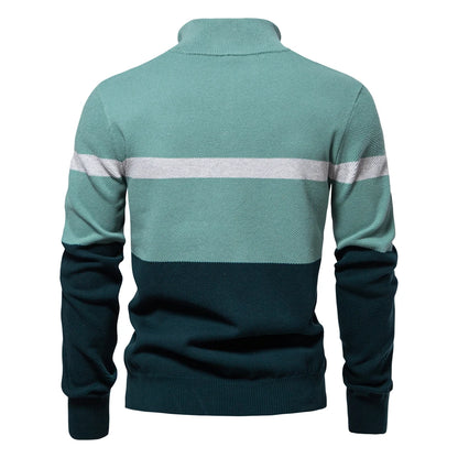 Premium Colorblock Quarter-Zip Sweater