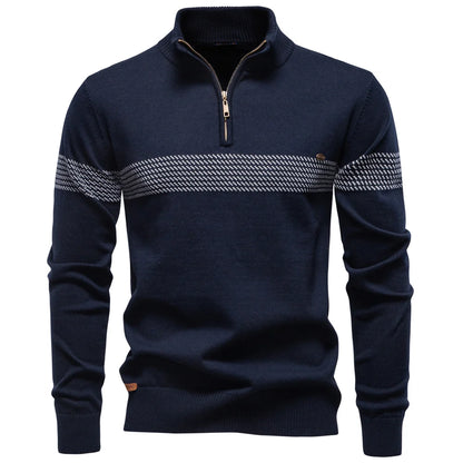 Textured Chest Quarter-Zip Sweater