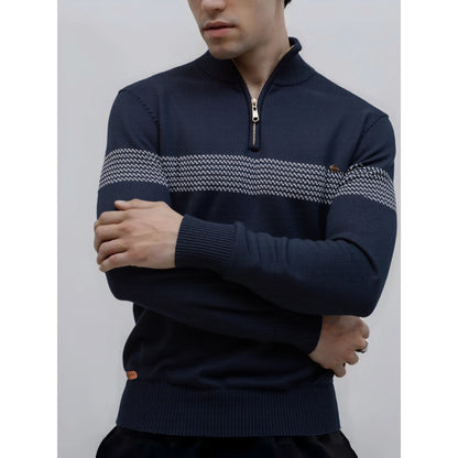 Textured Chest Quarter-Zip Sweater