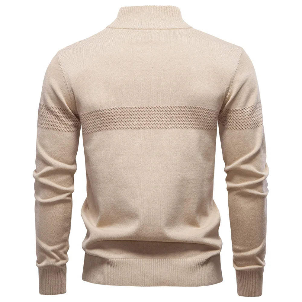 Textured Chest Quarter-Zip Sweater