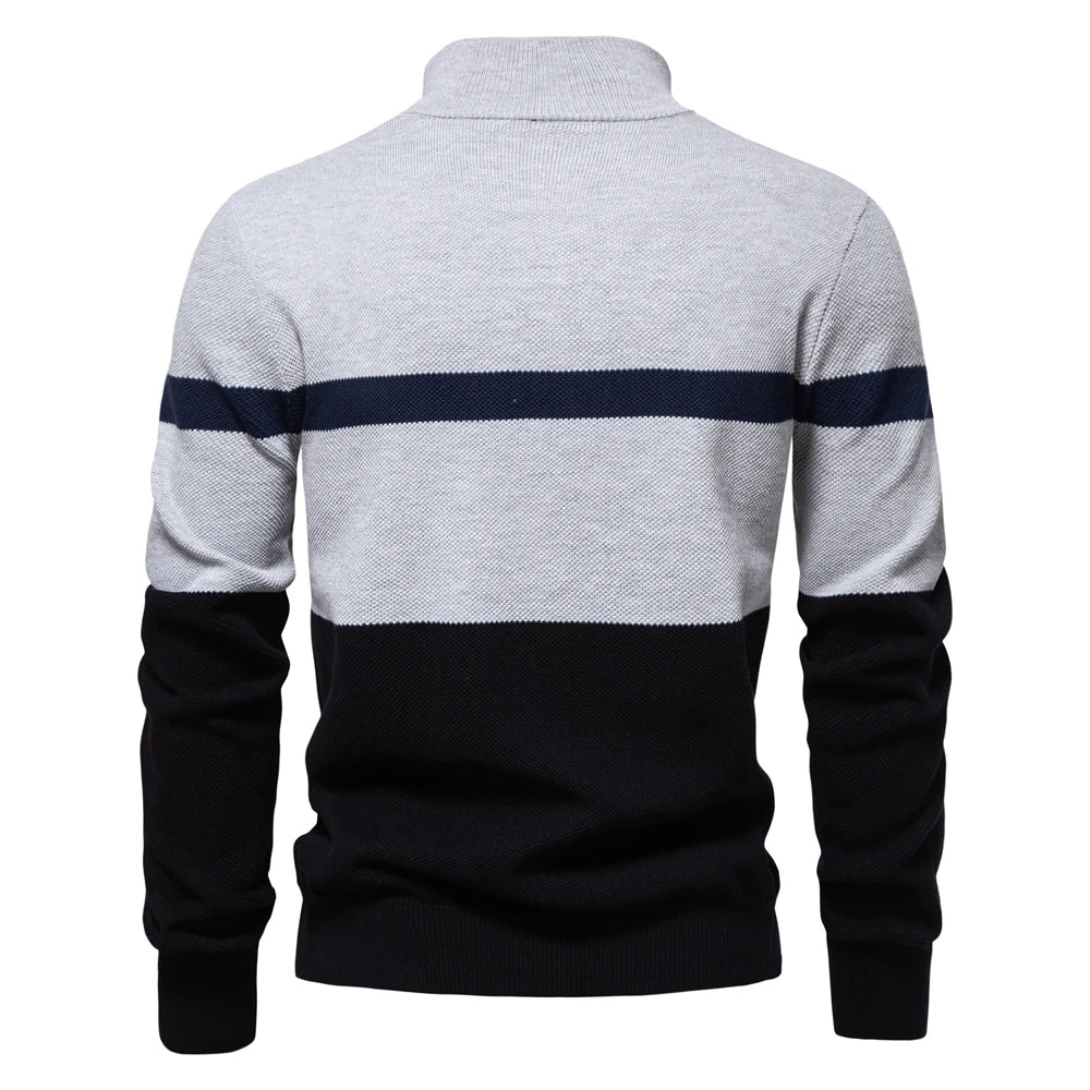 Premium Colorblock Quarter-Zip Sweater