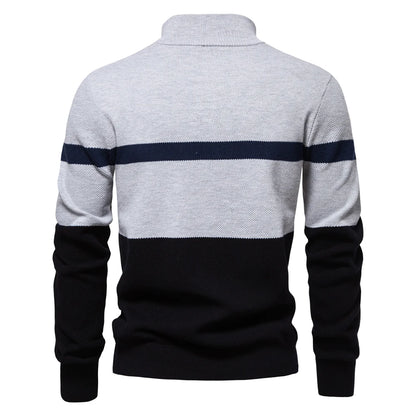 Premium Colorblock Quarter-Zip Sweater
