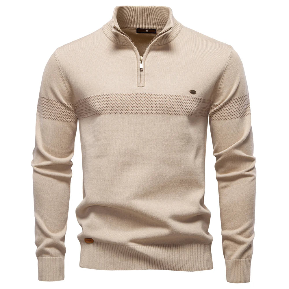 Textured Chest Quarter-Zip Sweater