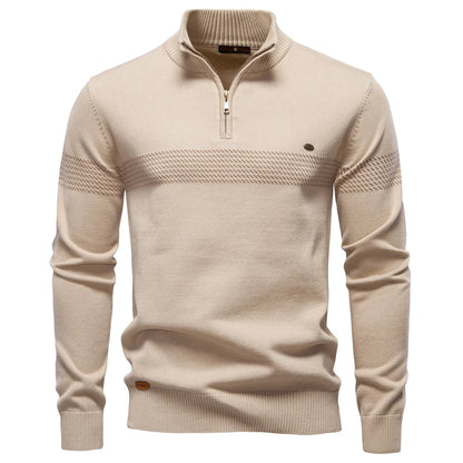 Textured Chest Quarter-Zip Sweater