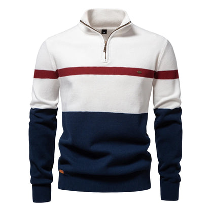 Premium Colorblock Quarter-Zip Sweater