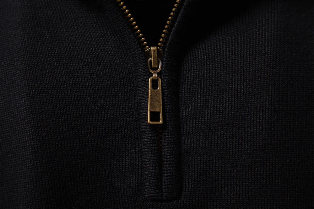 Textured Chest Quarter-Zip Sweater