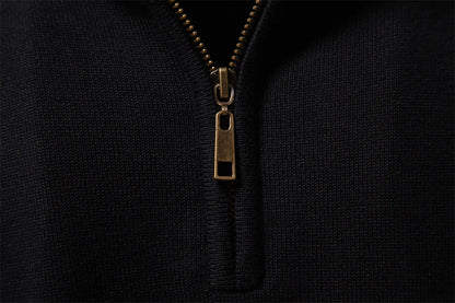 Textured Chest Quarter-Zip Sweater