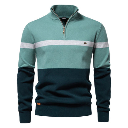 Premium Colorblock Quarter-Zip Sweater
