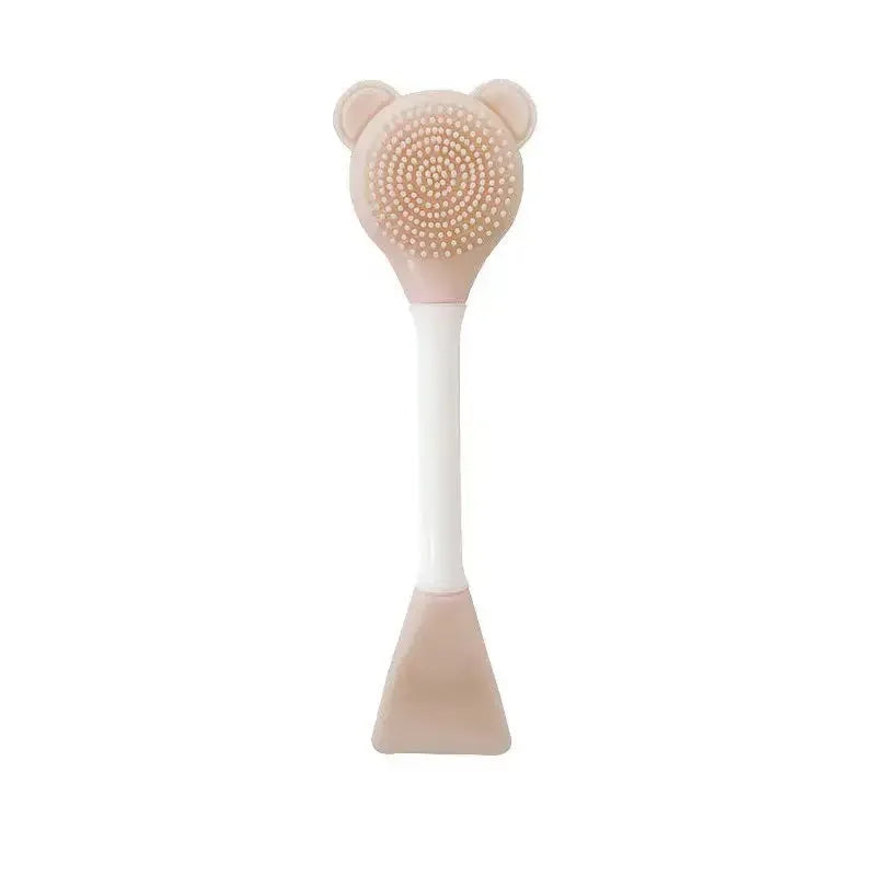 Double-head silicone mask applicator with brush and scoop ends white