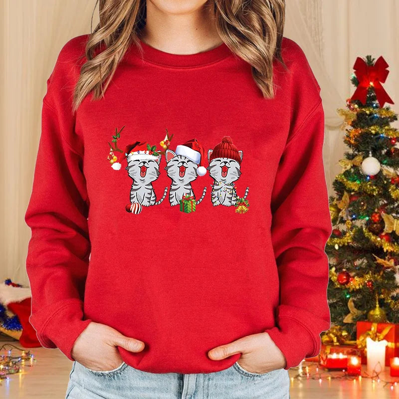 Festive Cat Lover Crewneck Sweatshirt