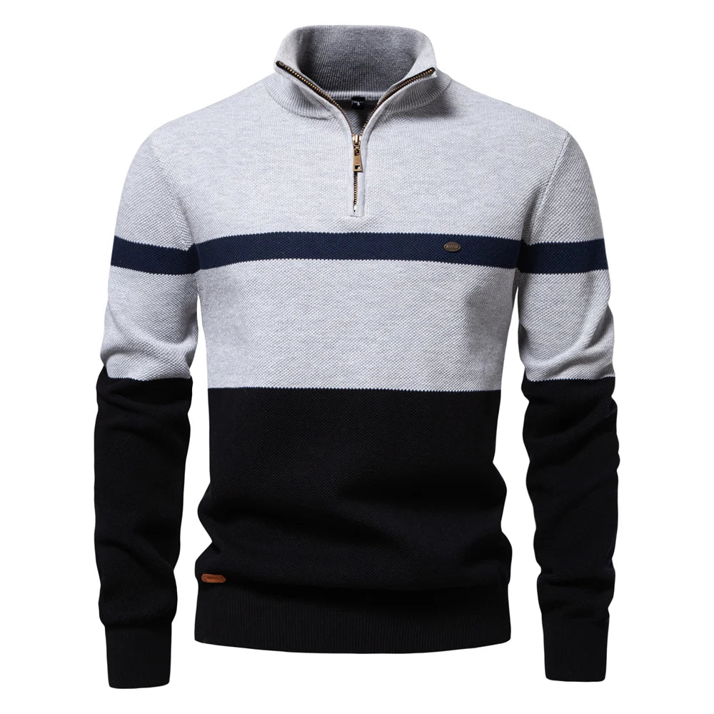 Premium Colorblock Quarter-Zip Sweater