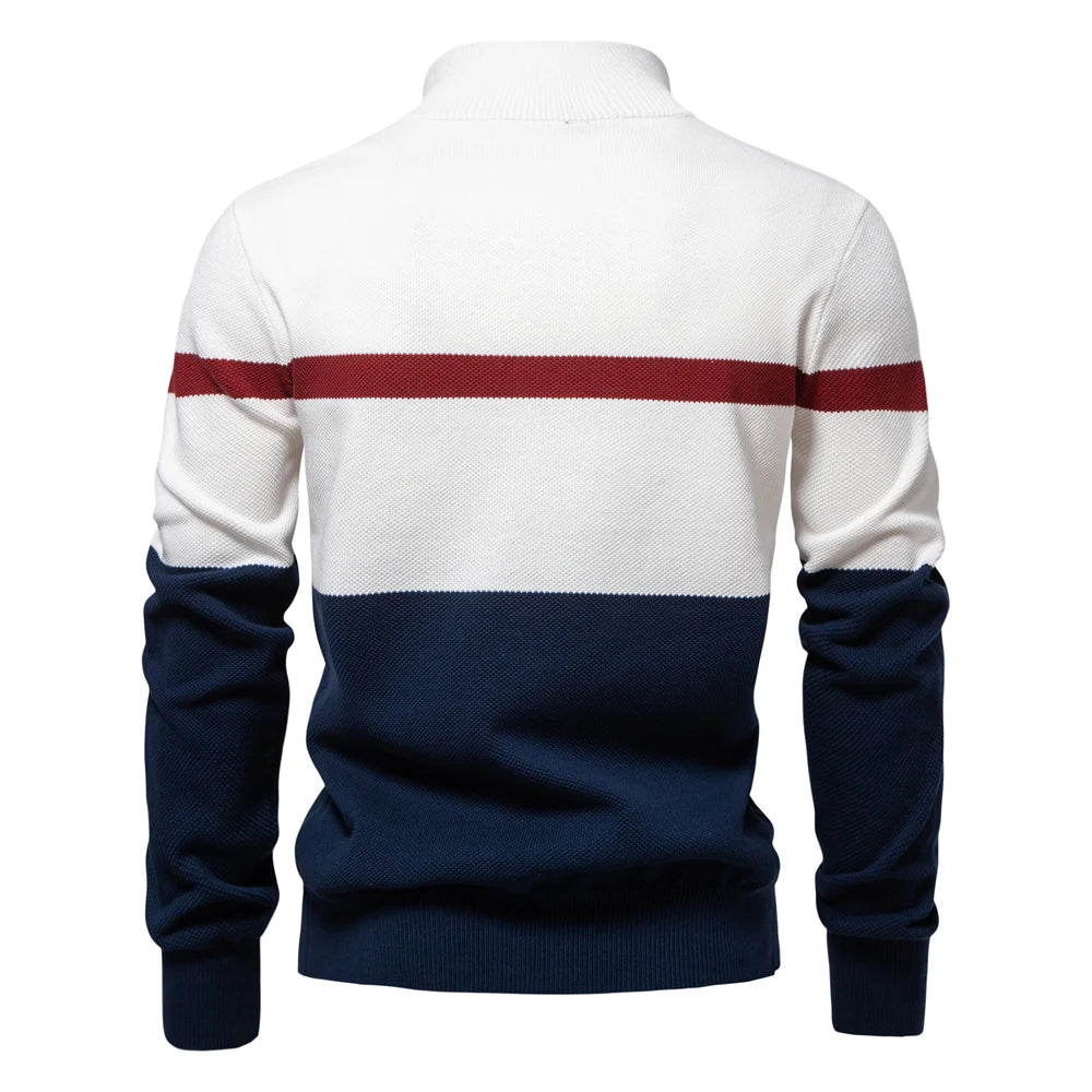 Premium Colorblock Quarter-Zip Sweater