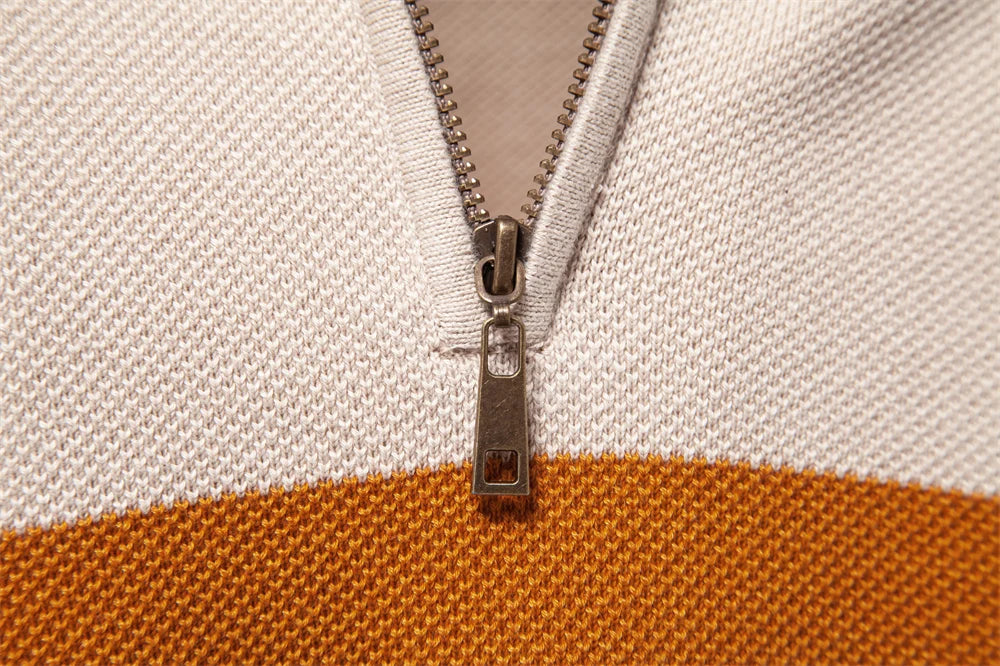 Premium Colorblock Quarter-Zip Sweater