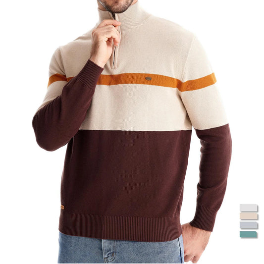 Premium Colorblock Quarter-Zip Sweater
