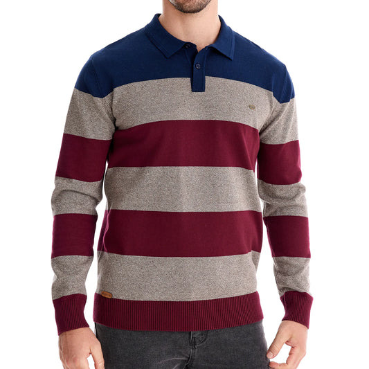 Premium Striped Polo Sweater