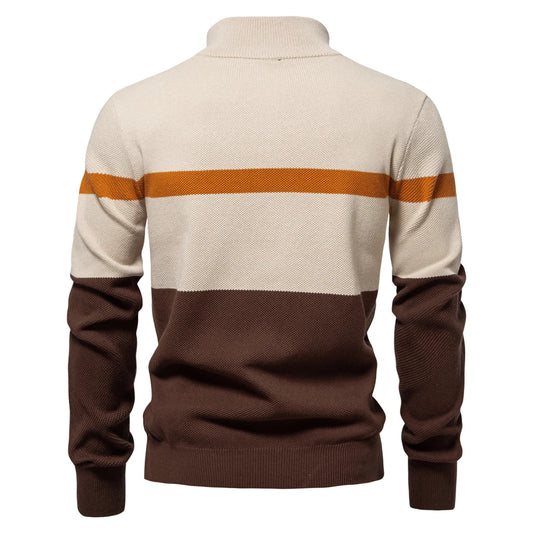Premium Colorblock Quarter-Zip Sweater