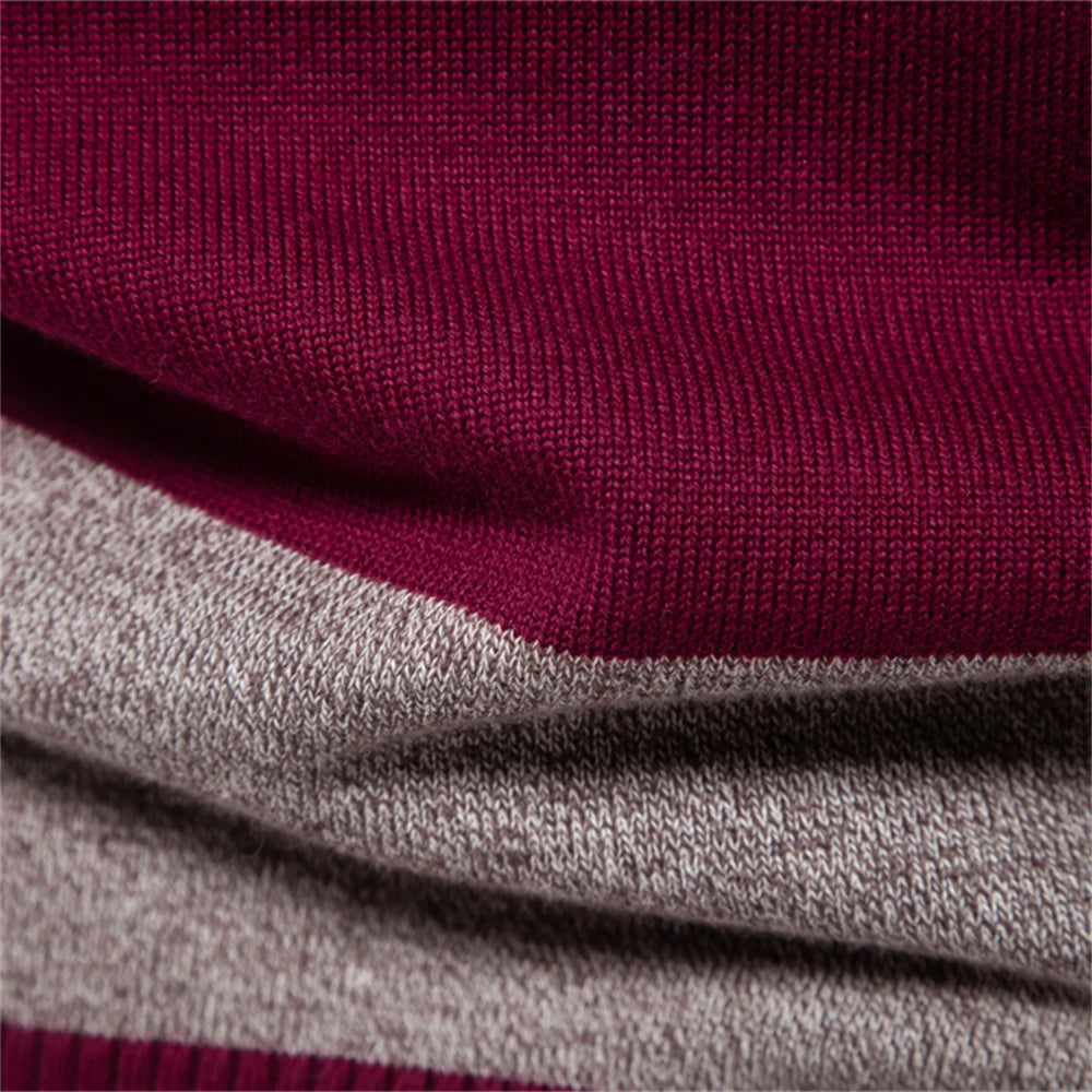 Premium Striped Polo Sweater