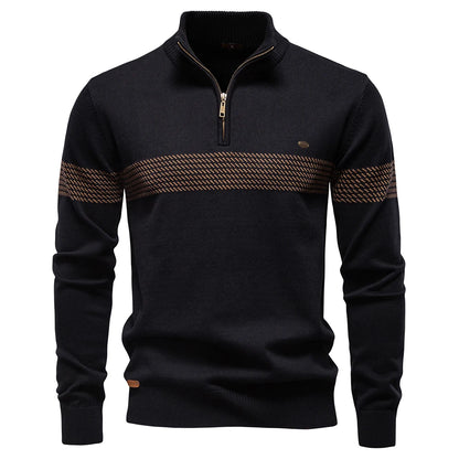 Textured Chest Quarter-Zip Sweater