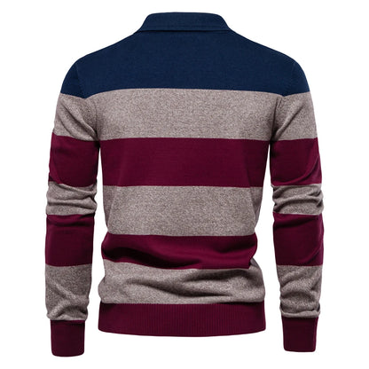 Premium Striped Polo Sweater