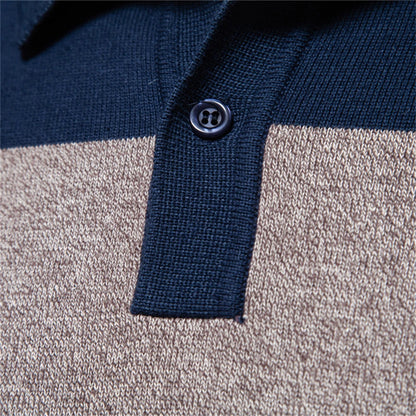 Premium Striped Polo Sweater