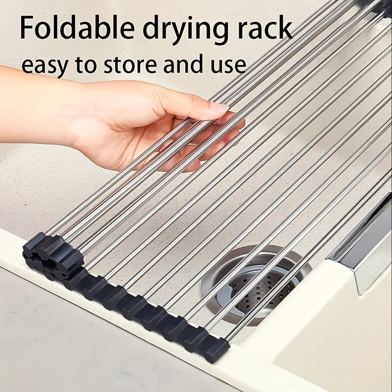 Stainless Steel Roll-Up Dish Drying Rack - EpicTrends 