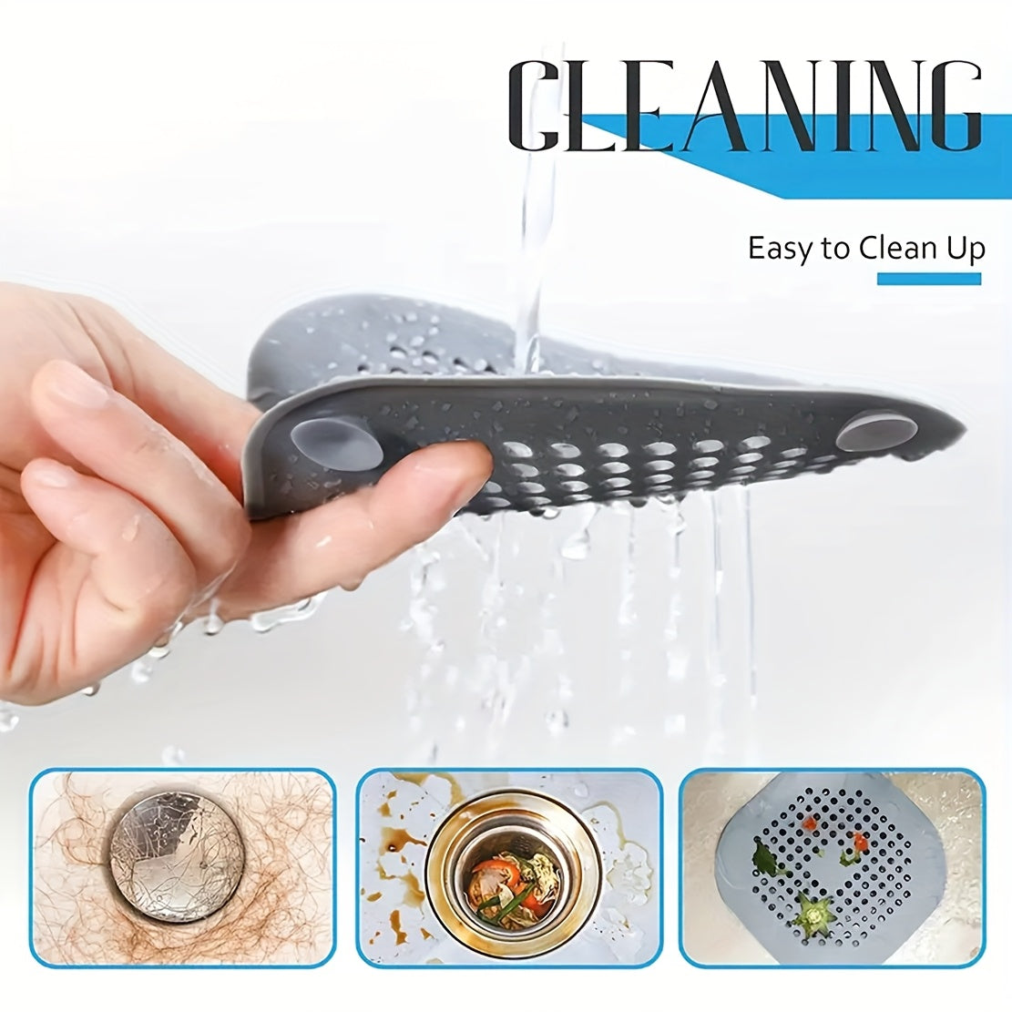 Demonstration of easy cleaning for the silicone hair catcher