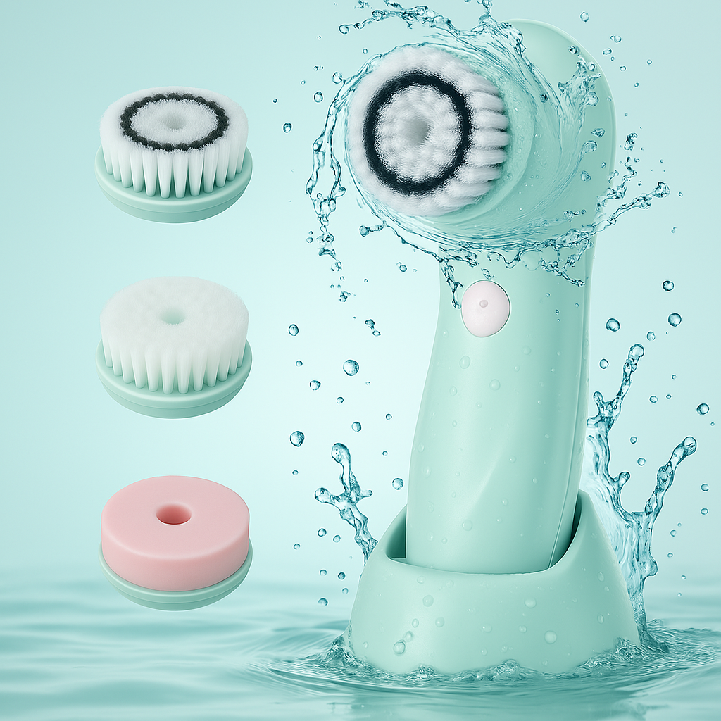 Electric facial cleansing brush with a rotating bristle head